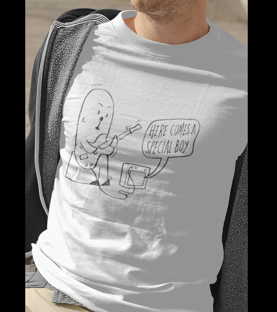 Special Boy Cartoon With Guitar And Amp Here Comes A Special Boy T-Shirt