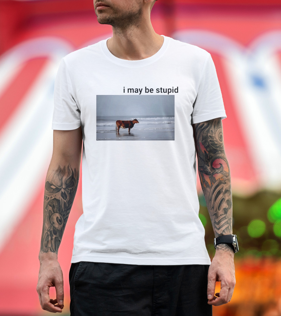 I May Be Stupid Cow At The Beach T-Shirt