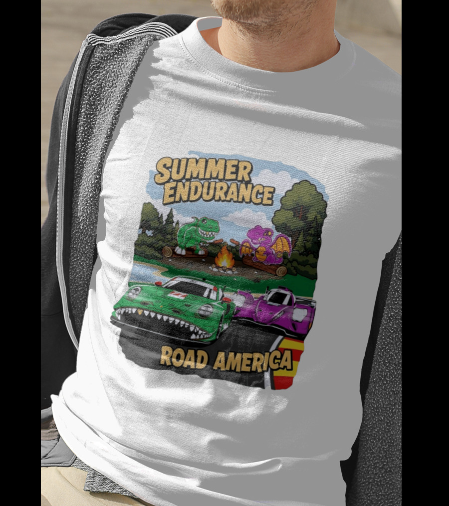 Summer Endurance Road America Racing With Dinosaurs And Dragons T-Shirt
