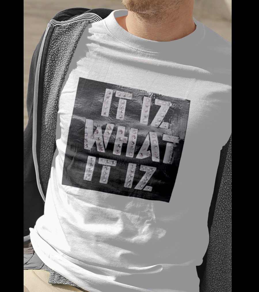 It Iz What It Iz Rhinestone Sparkly Slang Black T-Shirt