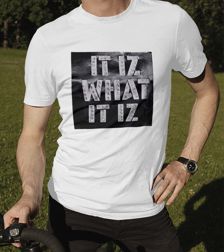 It Iz What It Iz Rhinestone Sparkly Slang Black T-Shirt