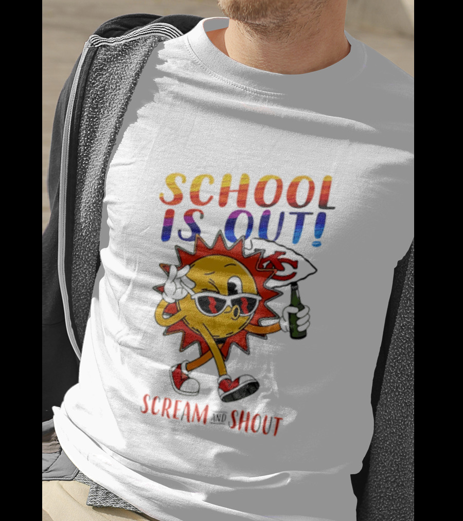 Kansas City Chiefs Sun Character School Is Out Scream And Shout T-Shirt