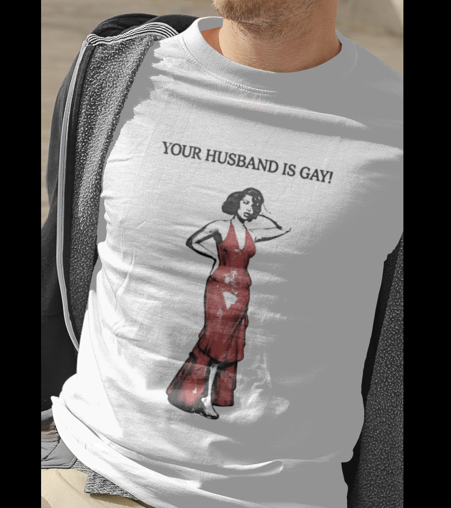 Your Husband Is Gay Woman In Red Dress T-Shirt