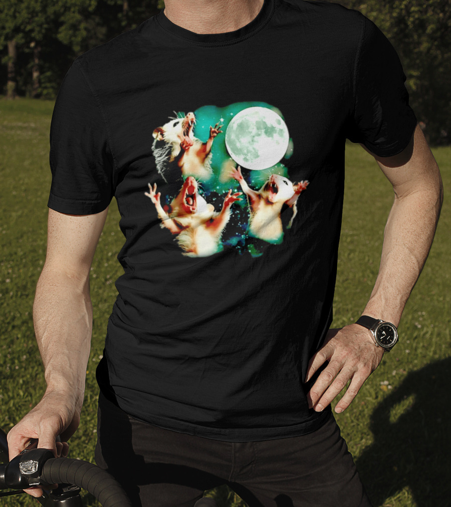 Screaming Opossums Howling At The Moon Opossum Moonlight Night Sky T-Shirt