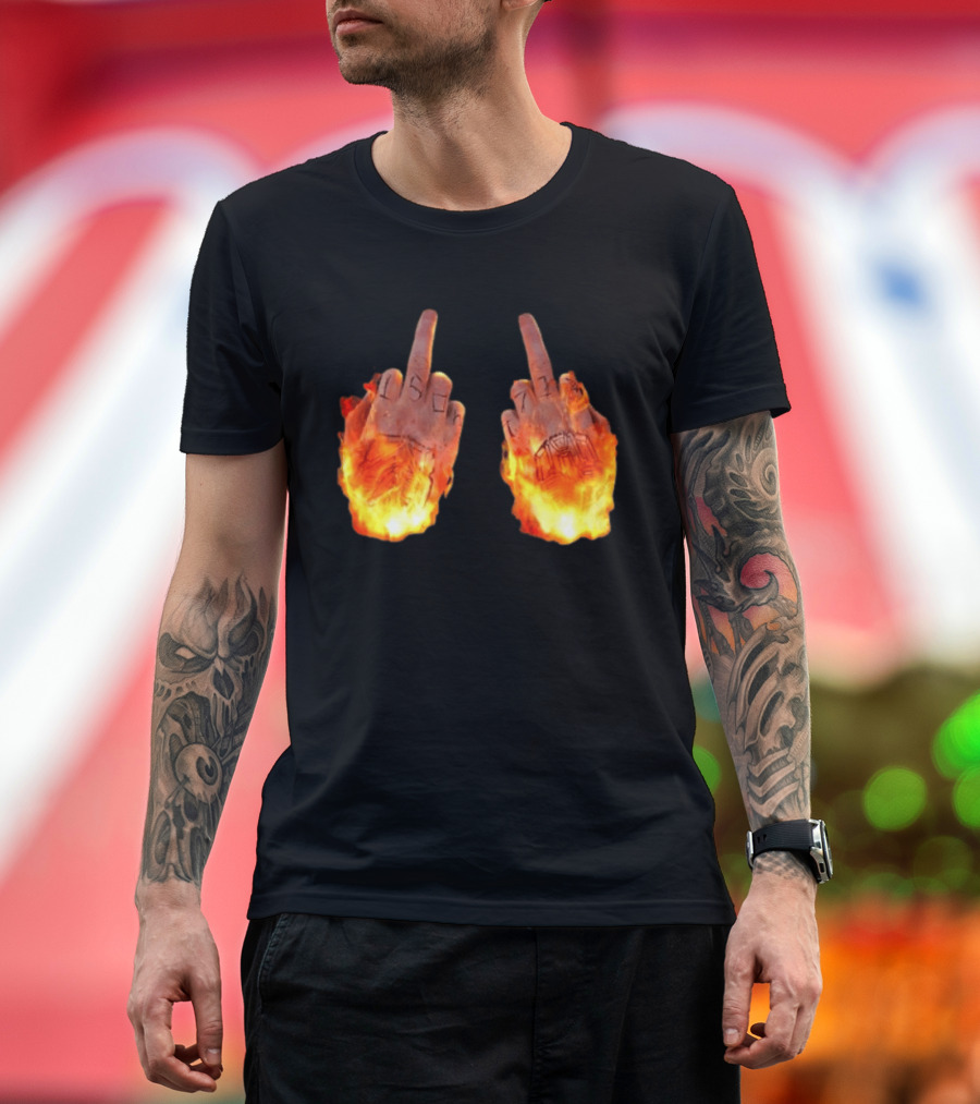 Sid The 3Rd Middle Fingers Flaming Gesture T-Shirt