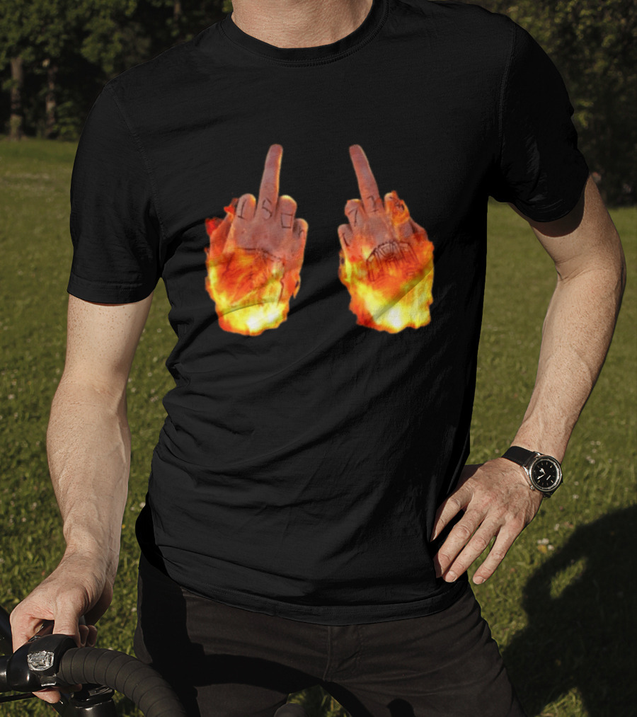 Sid The 3Rd Middle Fingers Flaming Gesture T-Shirt