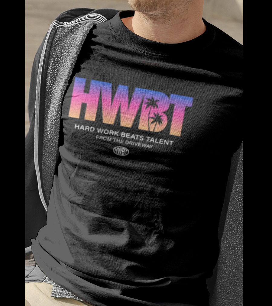 Hwbt Store Miami Sunset Hard Work Beats Talent Oversized T-Shirt