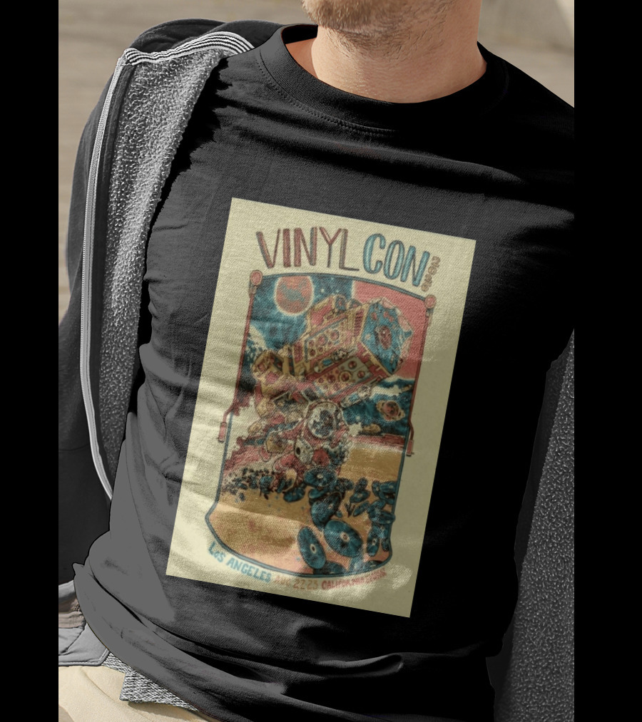 VinylCon Los Angeles August 22 23 2026 California Festival Space Astronaut Turntable T-Shirt