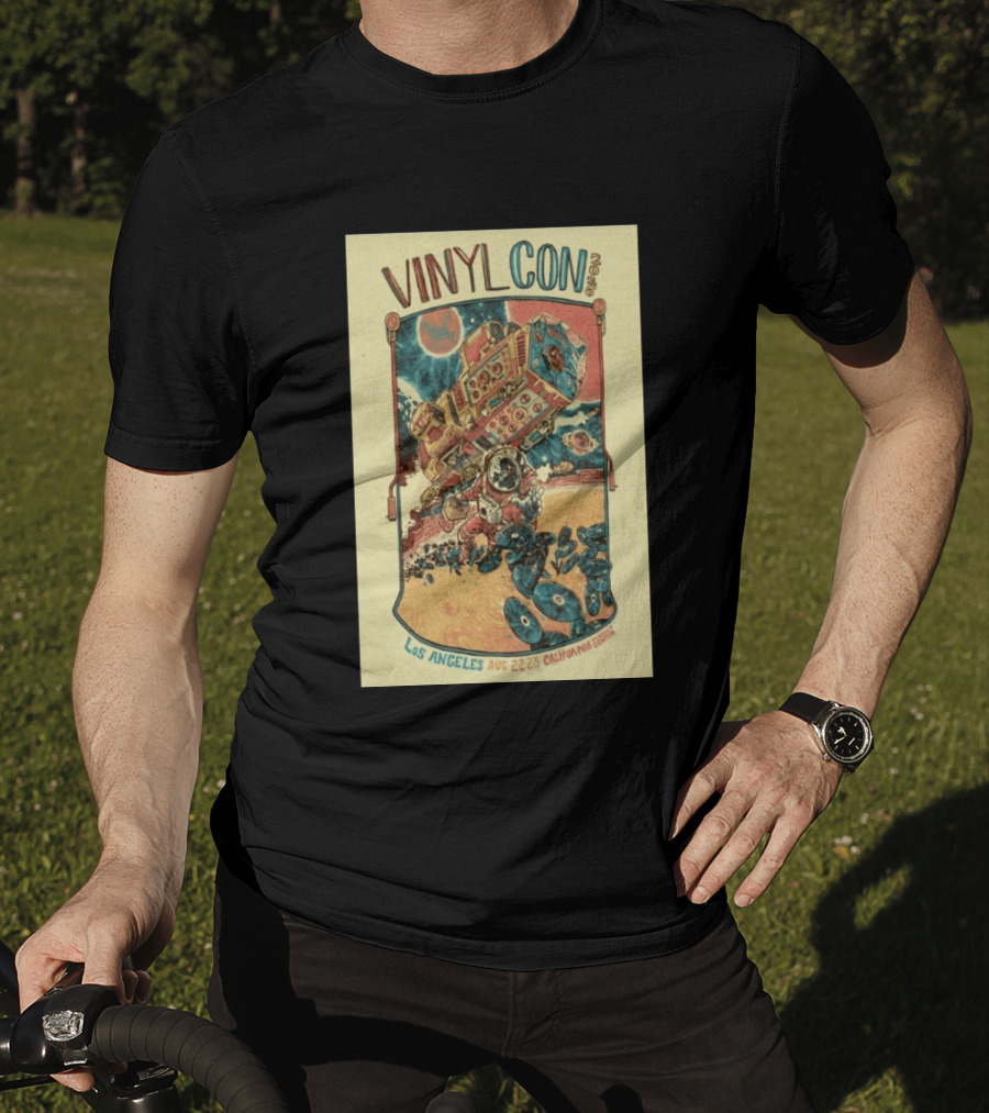 VinylCon Los Angeles August 22 23 2026 California Festival Space Astronaut Turntable T-Shirt