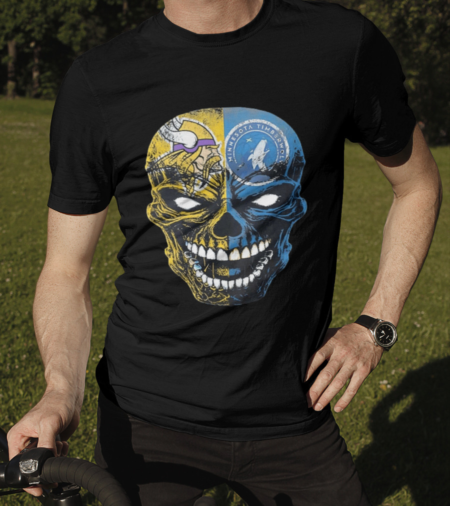 Minnesota Vikings Timberwolves Skull Mashup T-Shirt
