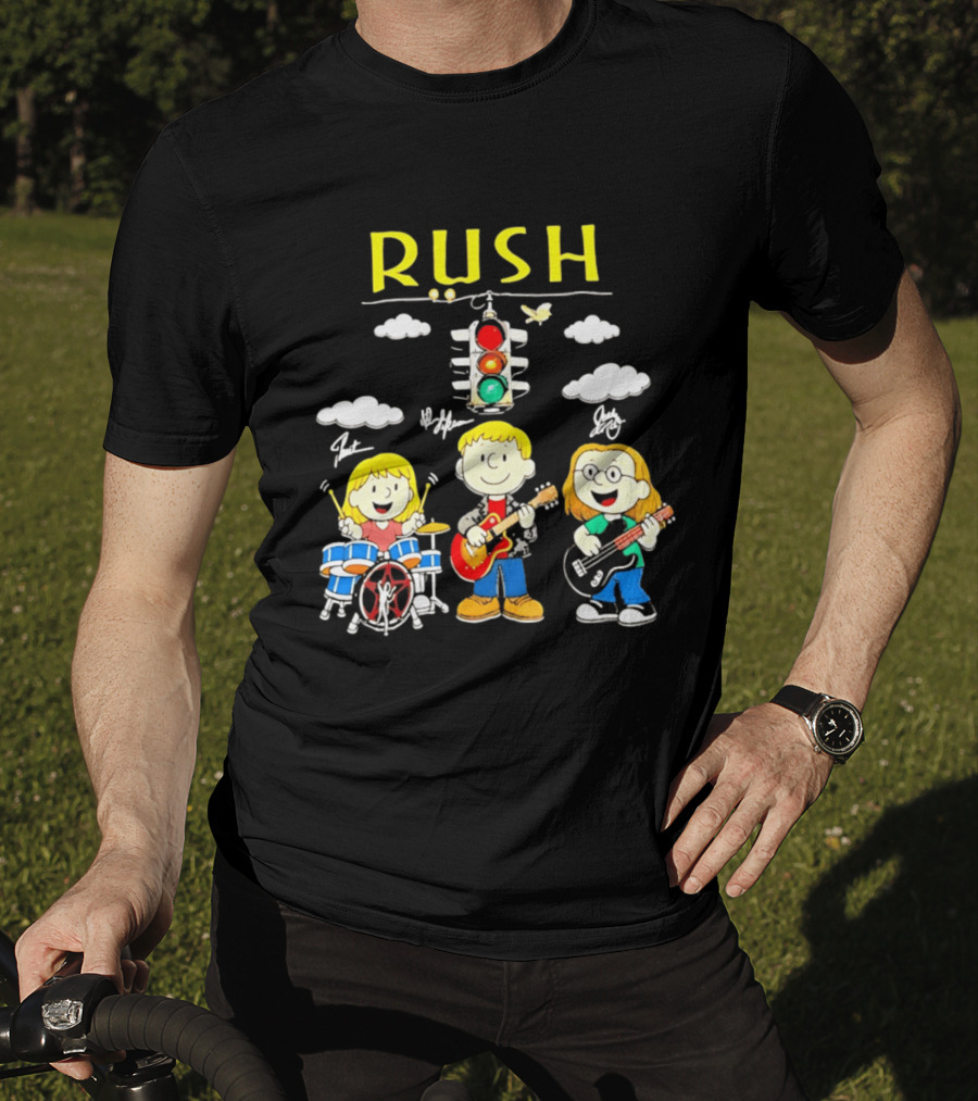 Rush Band Peanuts Parody Neil Peart Cartoon Traffic Light T-Shirt