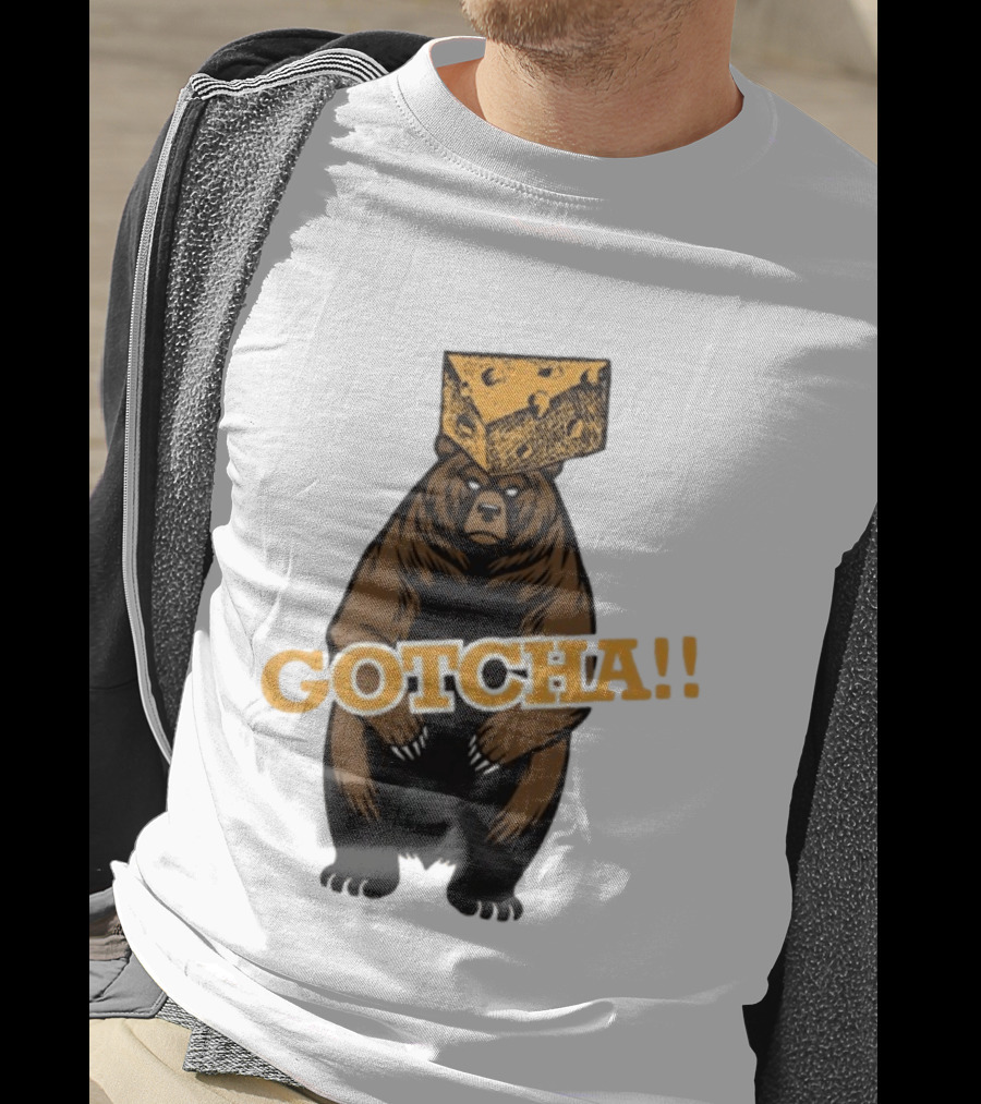 Bear Cheese Head Gotcha Green Bay Packers Fan T-Shirt