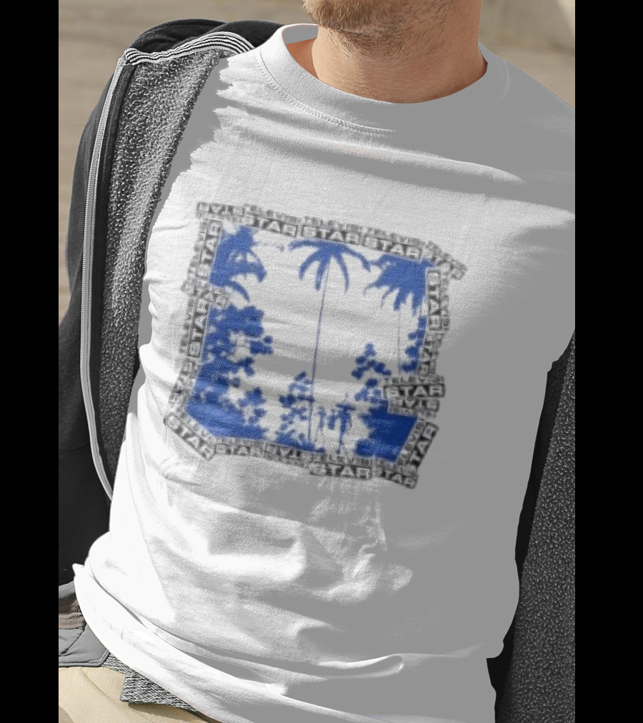 Televisi Star Catalog Store Paradise Blue White Palms T-Shirt