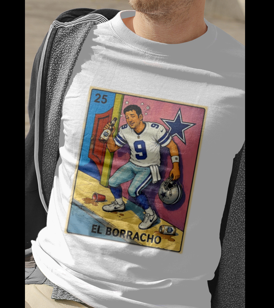 Tony Romo Dallas Cowboys El Borracho Loteria Card 25 T-Shirt