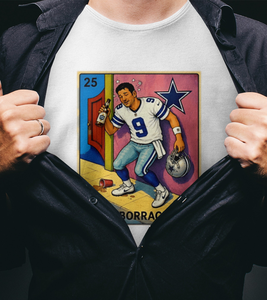Tony Romo Dallas Cowboys El Borracho Loteria Card 25 T-Shirt