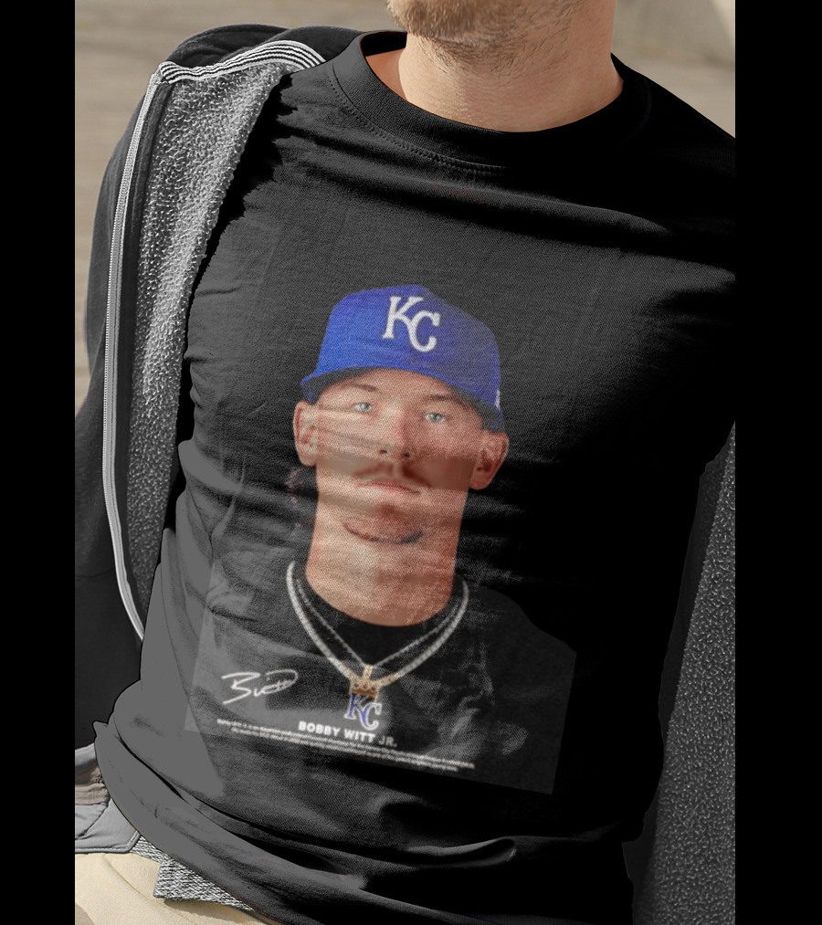 Bobby Witt Jr Kansas City Royals MLB Player Portrait Featuring KC Cap And Signature T-Shirt