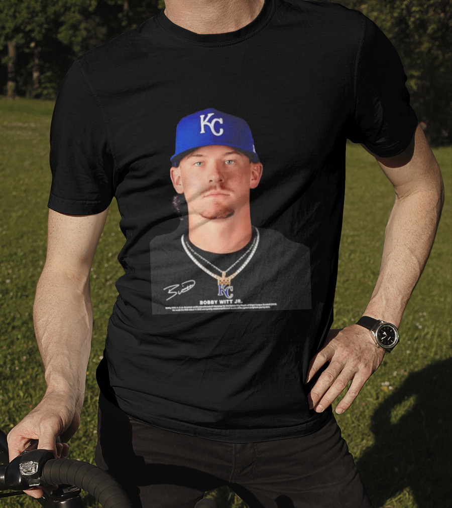 Bobby Witt Jr Kansas City Royals MLB Player Portrait Featuring KC Cap And Signature T-Shirt