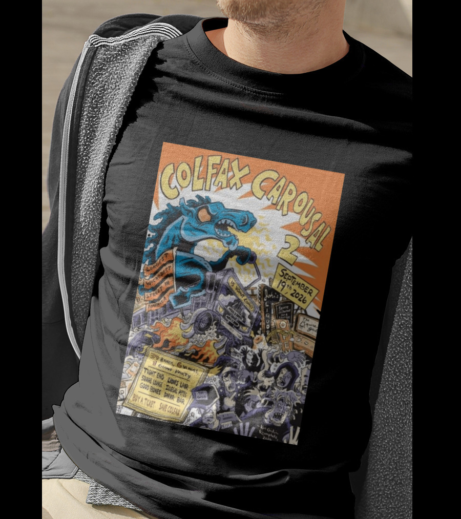 Colfax Carousal 2 Longest Wickedest Street September 19th 2026 Bands Venues Gory Party Denver CO T-Shirt