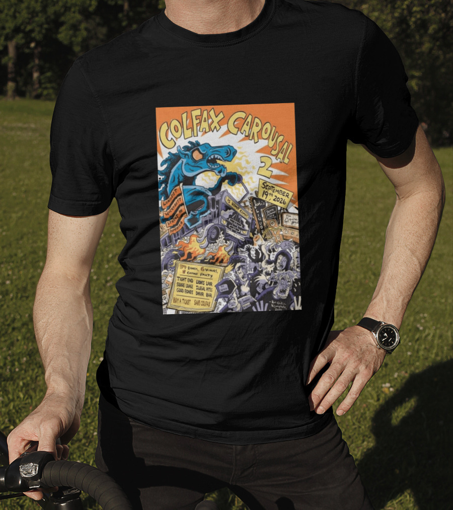 Colfax Carousal 2 Longest Wickedest Street September 19th 2026 Bands Venues Gory Party Denver CO T-Shirt