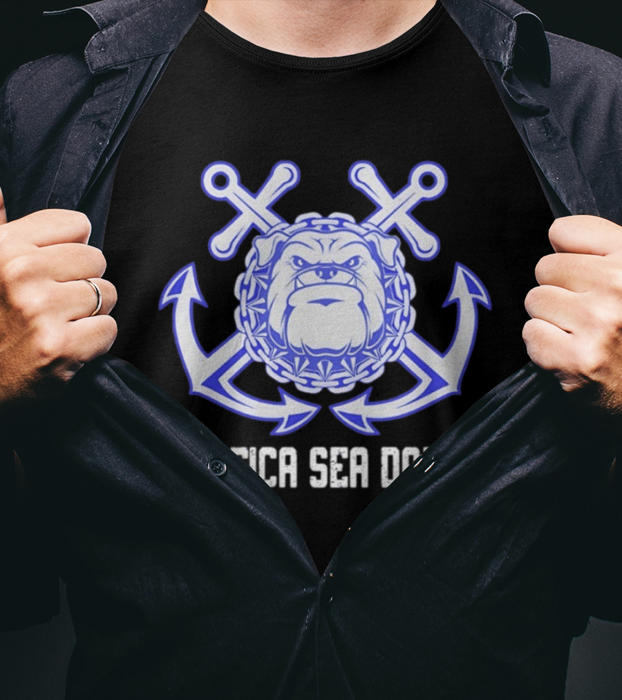 Pacifica Sea Dawgs Bulldog Anchor Crossed Swords Sports Team T-Shirt