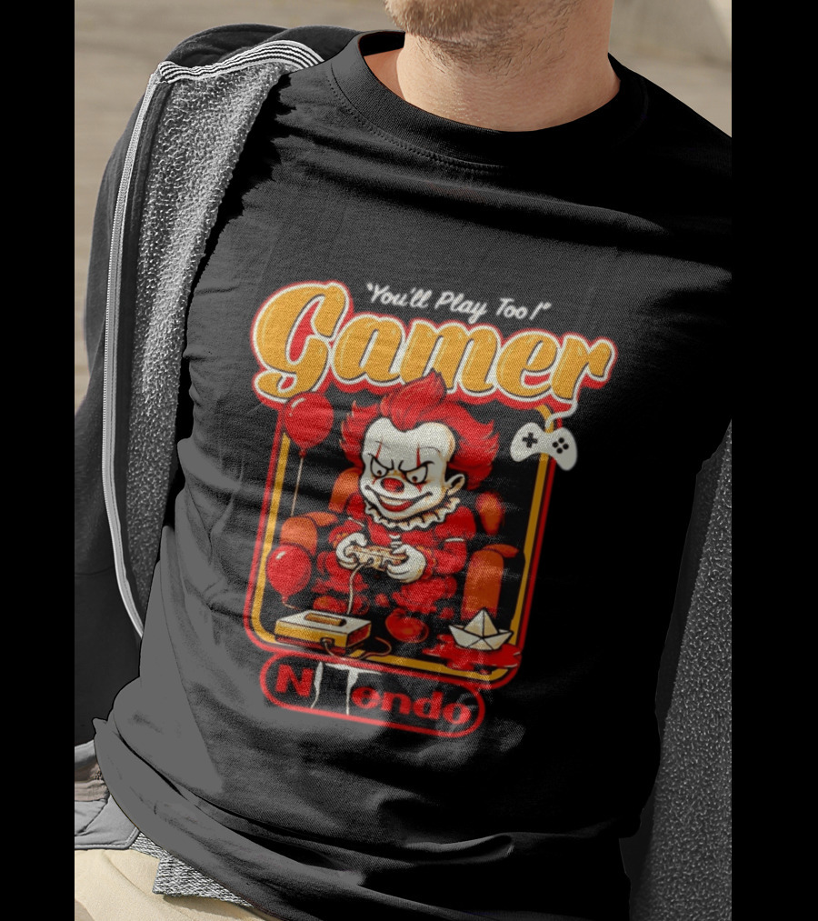 You'll Play Too Pennywise Gamer Nintendo Controller Balloons T-Shirt