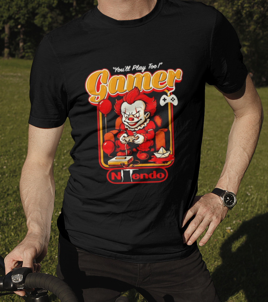 You'll Play Too Pennywise Gamer Nintendo Controller Balloons T-Shirt