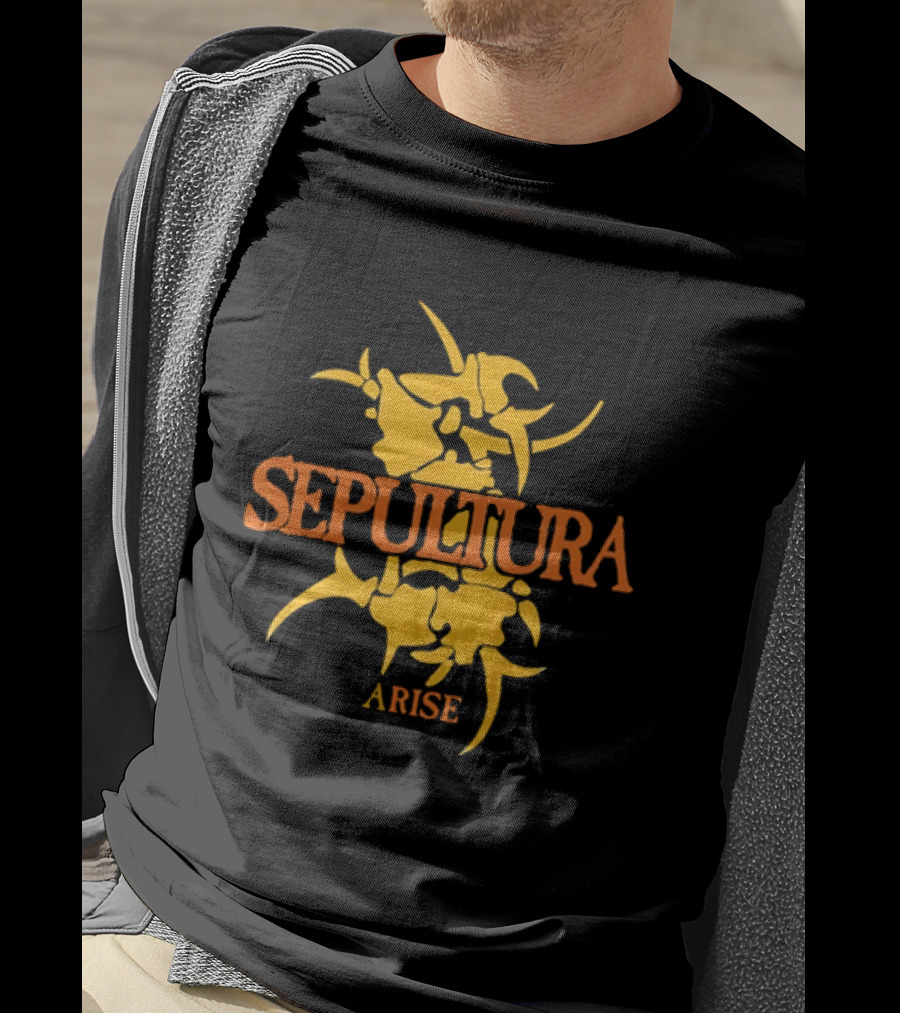 Sepultura Arise Thrash Metal Band Vintage Text Yellow T-Shirt
