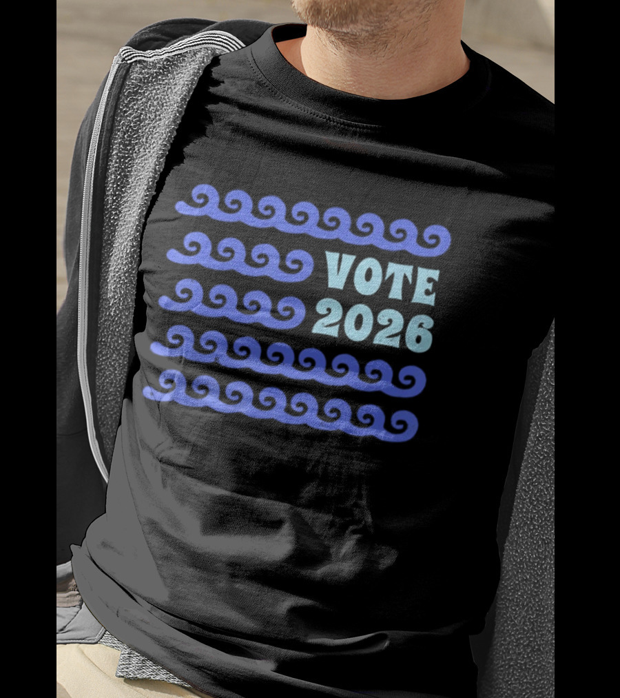 Vote 2026 Distressed Blue Wave Political Election T-Shirt