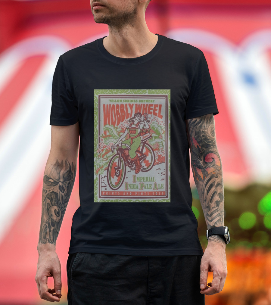Yellow Springs Brewery Wobbly Wheel Imperial India Pale Ale Prints And Pints 2026 T-Shirt