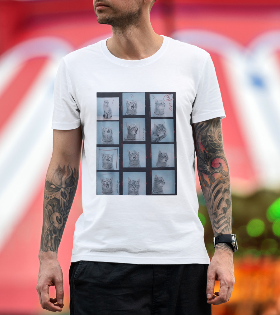 Tabby Cat Film Strip Series With Numbered Frames And Annotations T-Shirt
