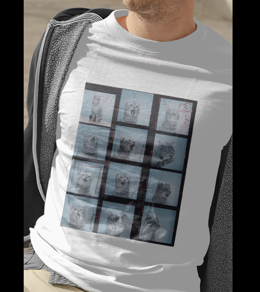 Tabby Cat Film Strip Series With Numbered Frames And Annotations T-Shirt