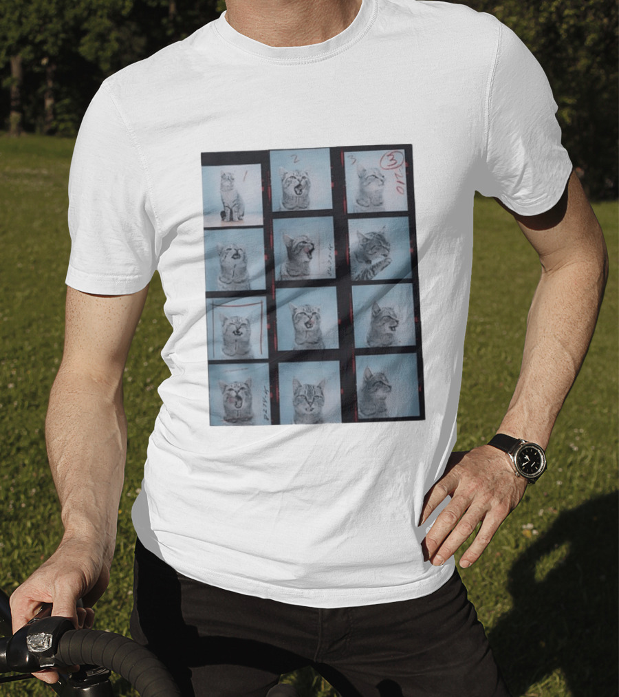 Tabby Cat Film Strip Series With Numbered Frames And Annotations T-Shirt
