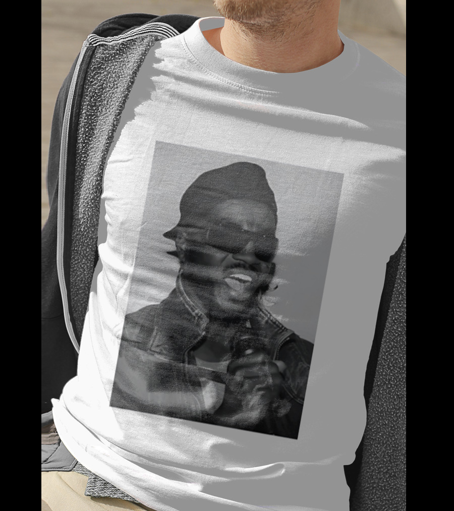 Ata Kak Iconic Ghanaian Musician Highlife Style Sunglasses Microphone Denim Jacket T-Shirt