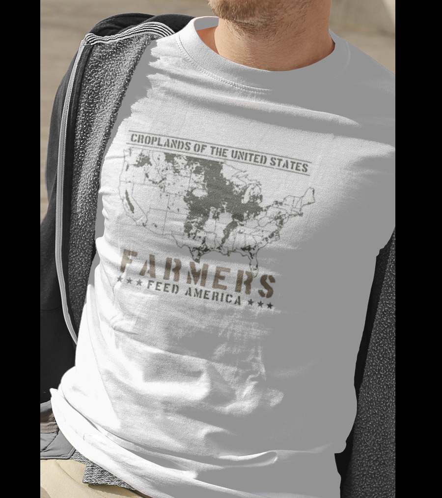 Farmers Feed America Croplands Of The United States Map T-Shirt