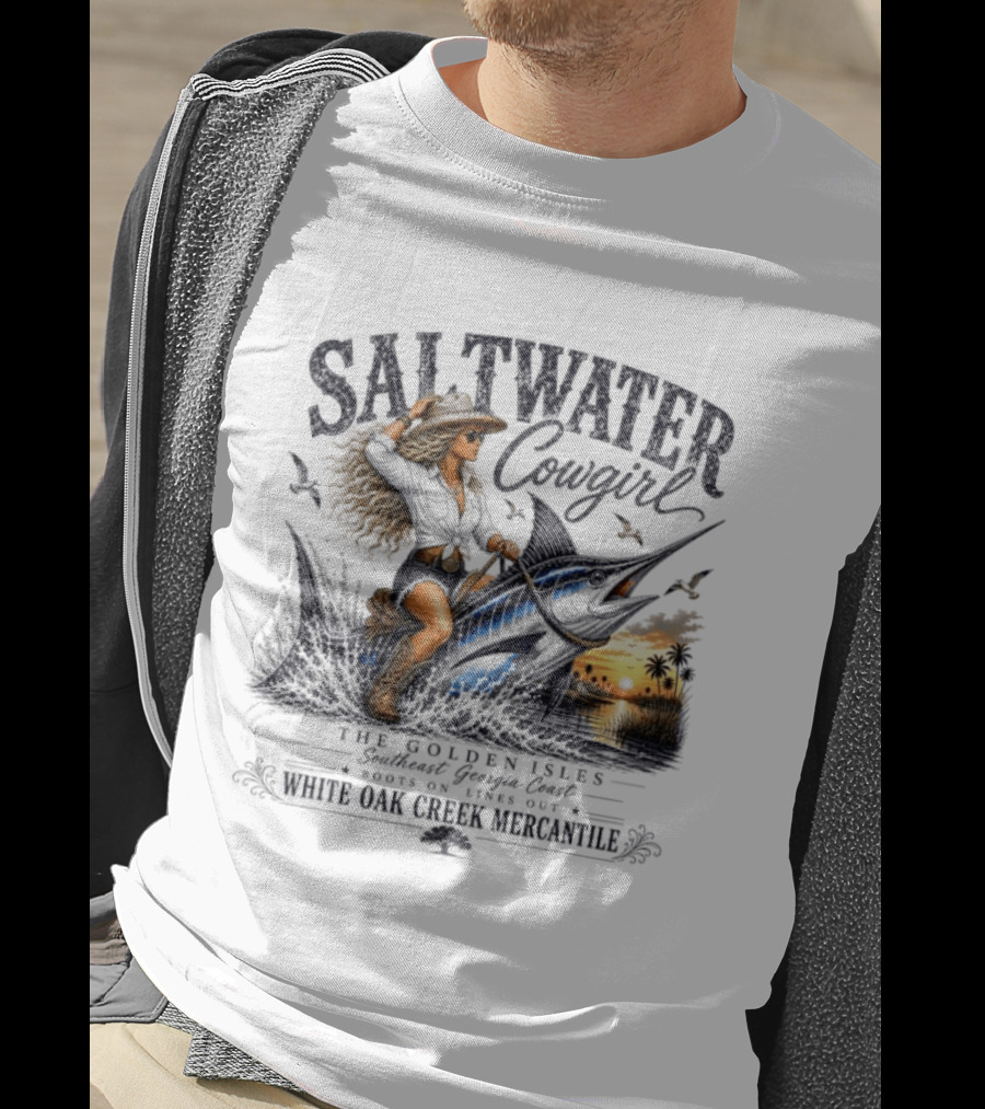 Saltwater Cowgirl The Golden Isles Southern Dream Coast White Oak Creek Mercantile T-Shirt
