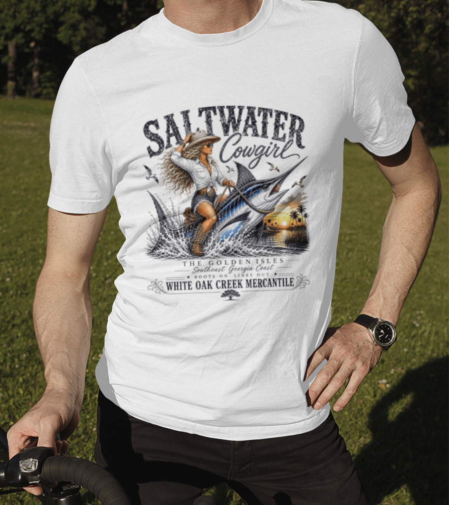 Saltwater Cowgirl The Golden Isles Southern Dream Coast White Oak Creek Mercantile T-Shirt