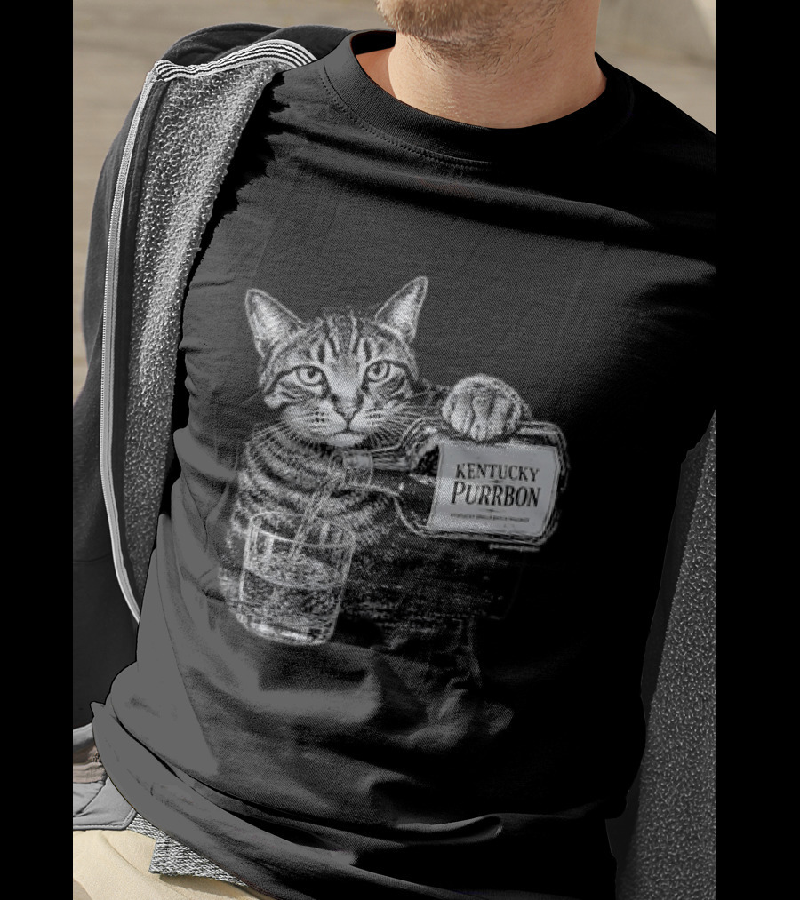 Kentucky Purrbon Cat Pouring Whiskey Bourbon T-Shirt