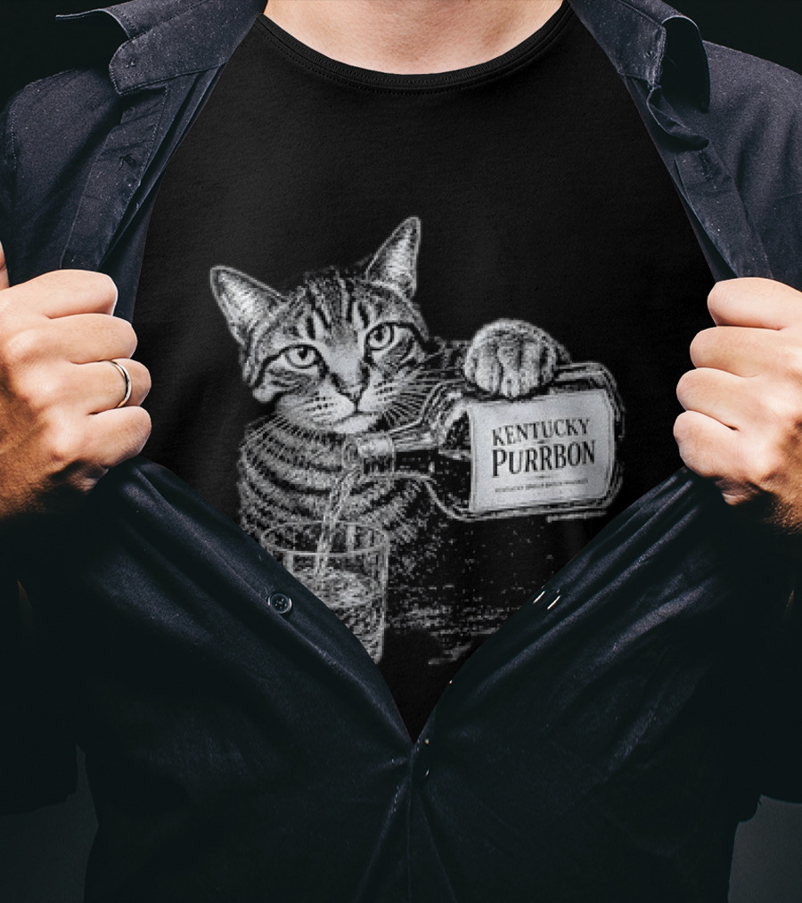 Kentucky Purrbon Cat Pouring Whiskey Bourbon T-Shirt