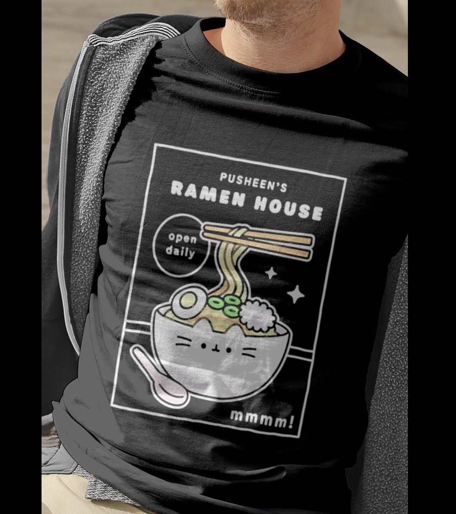 Pusheen's Ramen House Open Daily Noodles Kawaii Mmmm T-Shirt