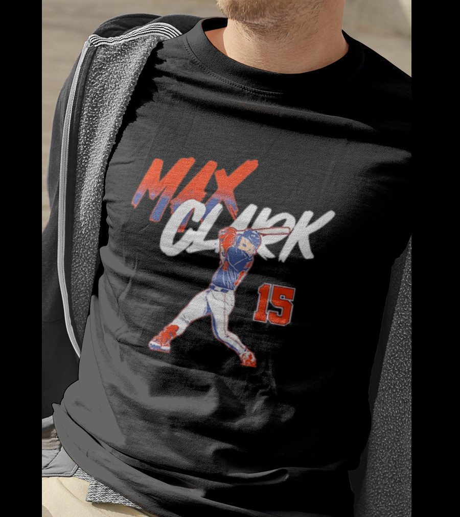 Max Clark Detroit Tigers 15 Baseball Player Hitting Action T-Shirt