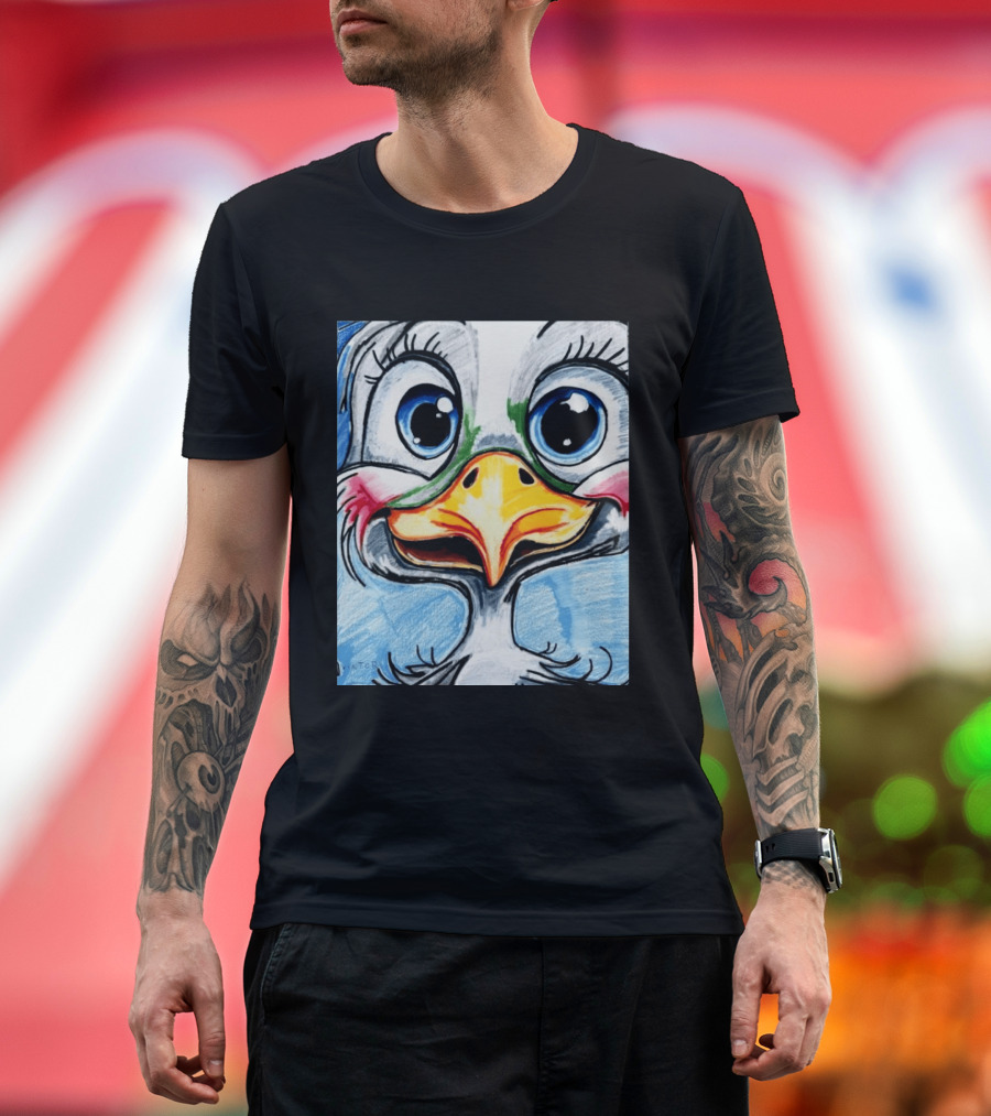 Swoopy The Charming Seagull By Viktor With Big Blue Eyes And Colorful Beak T-Shirt