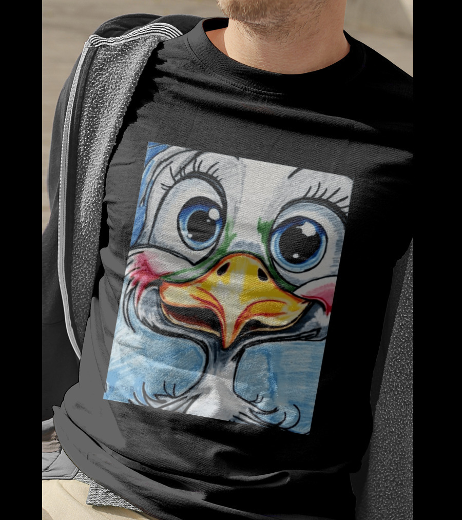 Swoopy The Charming Seagull By Viktor With Big Blue Eyes And Colorful Beak T-Shirt