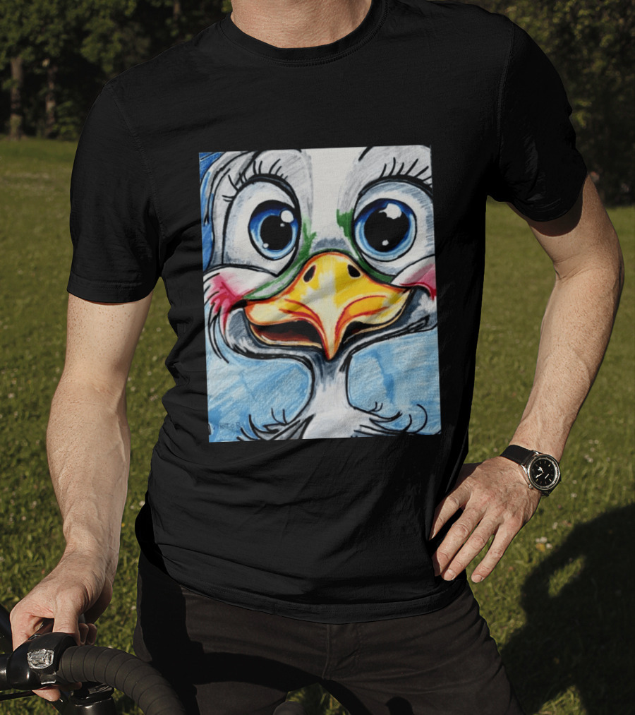 Swoopy The Charming Seagull By Viktor With Big Blue Eyes And Colorful Beak T-Shirt