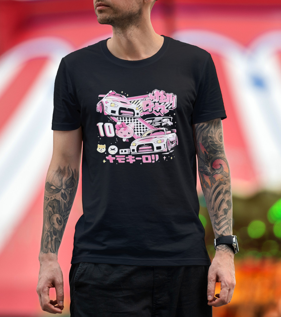 Hello Kitty Pink Racing Car Aesthetic JDM !! 10 Racing Cats T-Shirt