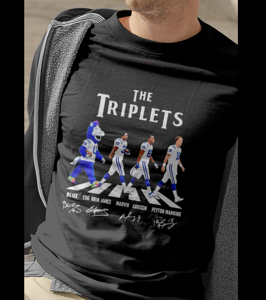 The Triplets Blue Edgerrin James Marvin Harrison Peyton Manning Indianapolis Colts T-Shirt