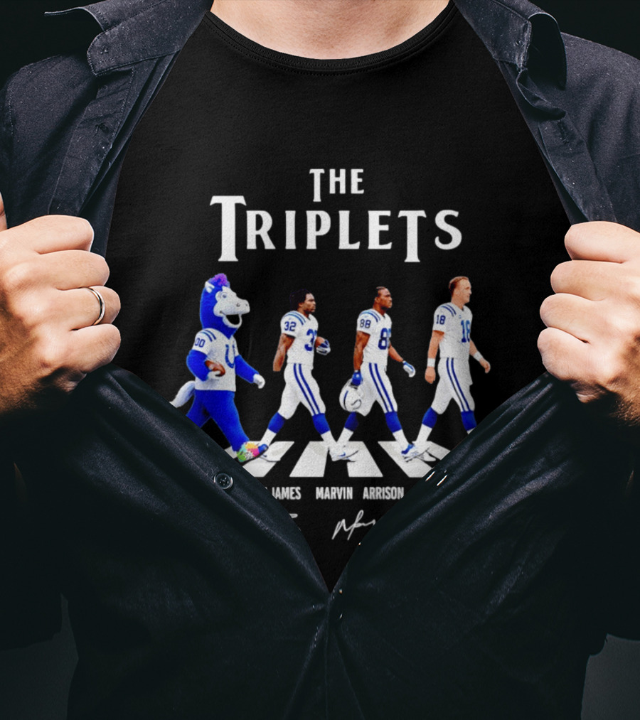 The Triplets Blue Edgerrin James Marvin Harrison Peyton Manning Indianapolis Colts T-Shirt