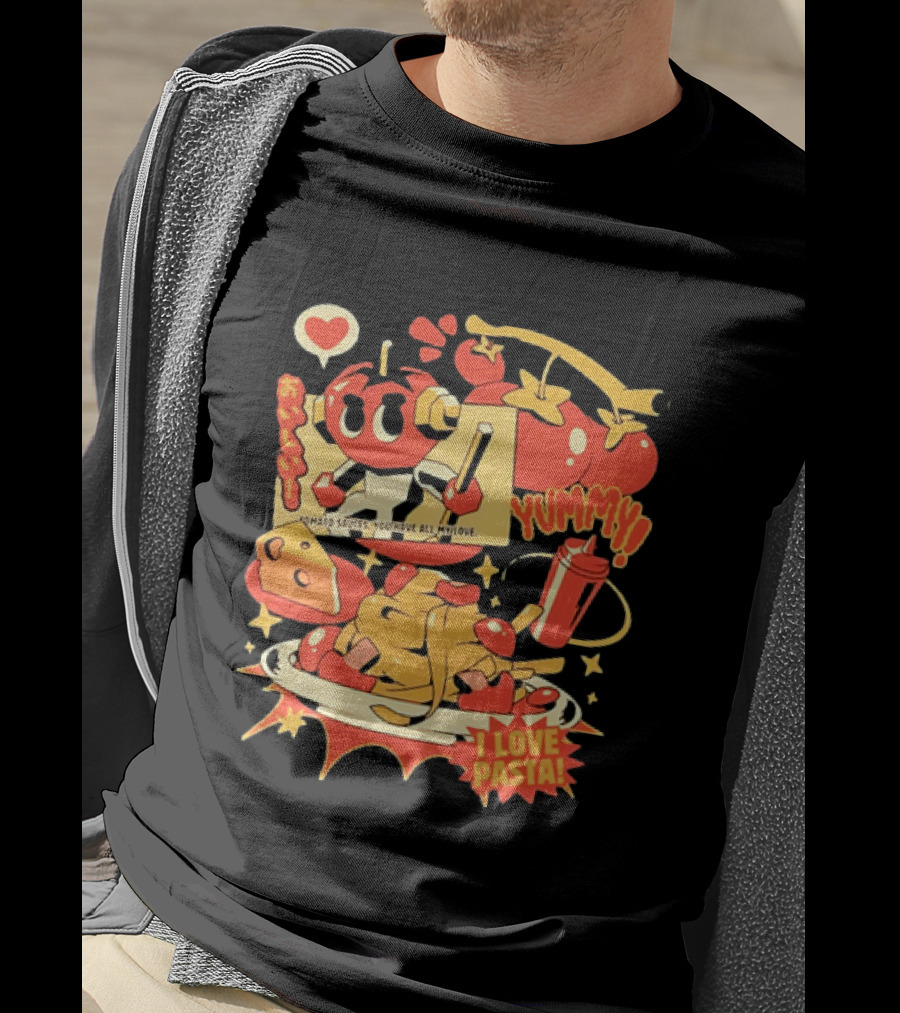 Tomato Sauces Yummy I Love Pasta With Cheese And Heart T-Shirt
