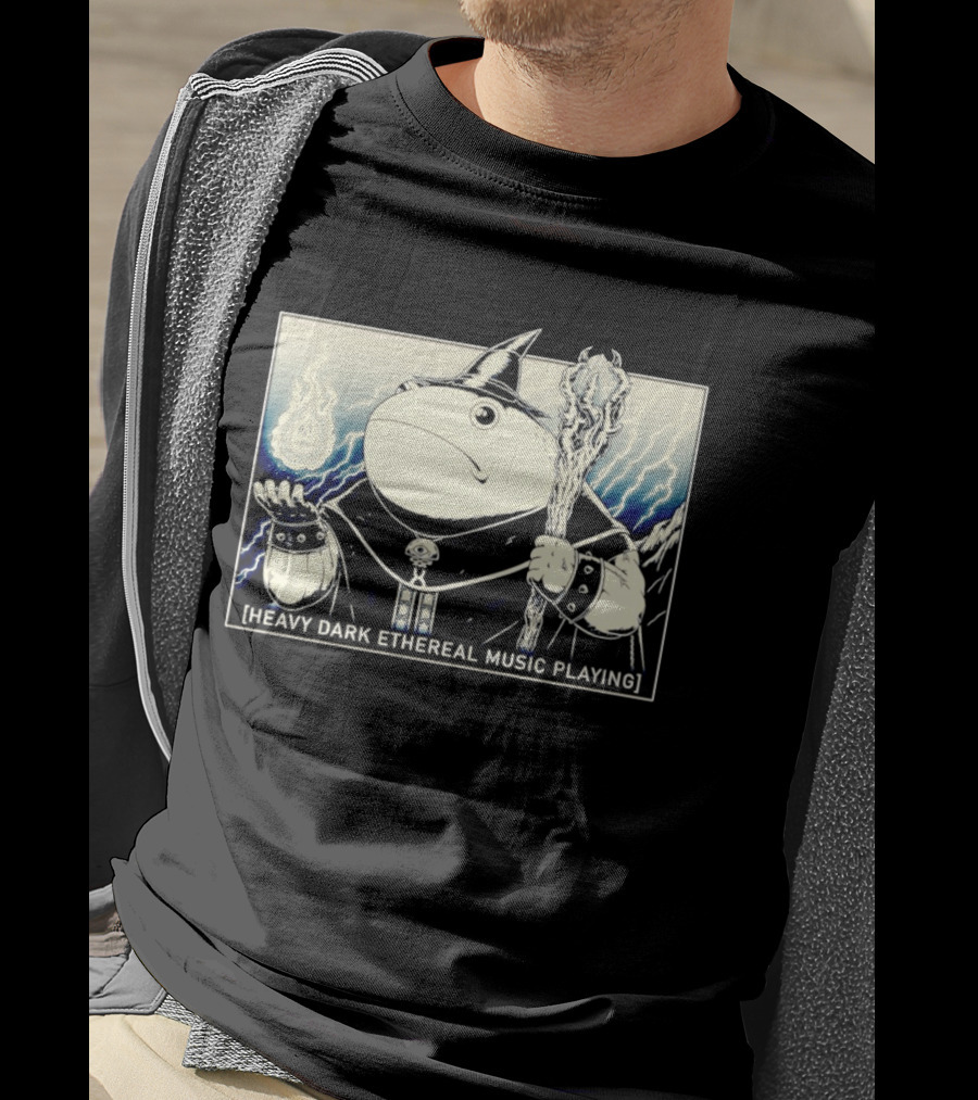 Wizard Frog With Staff And Magic Energy Heavy Dark Ethereal Music Playing T-Shirt