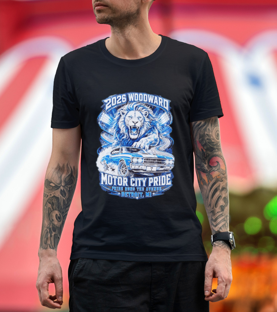 2026 Woodward Motor City Pride Lion And Classic Car Detroit MI Pride Runs The Avenue T-Shirt