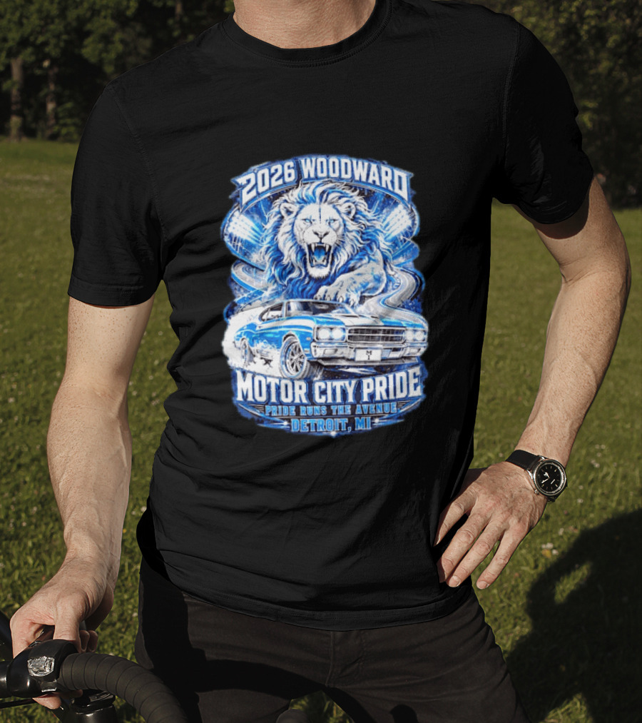 2026 Woodward Motor City Pride Lion And Classic Car Detroit MI Pride Runs The Avenue T-Shirt
